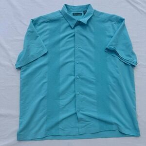 Cubavera Button Down Shirt Mens XXL Blue Excellent Short Sleeve Guayabera Style